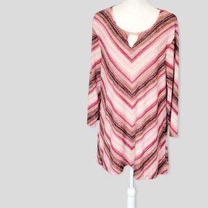 JM Collection Women's 3/4 Sleeve Diagonal Stripe Blouse Top Size XL